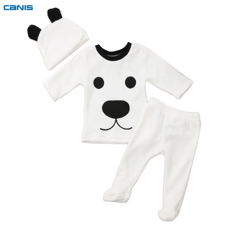 

CANIS Cute Winter Newborn Baby Girl Boy Fluffy Long Sleeve Tops Pants Pajamas Outfits Set Chidren Clothes