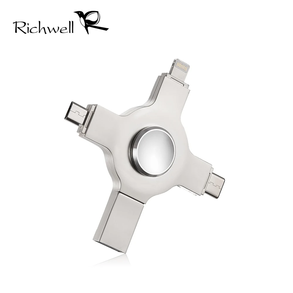 

Richwell Rotatable USB 3.0 Flash Drive 16GB 32GB 64GB 128GB for Lightning/Type C/Micro USB Phones For iPhone 8 Pen Drive