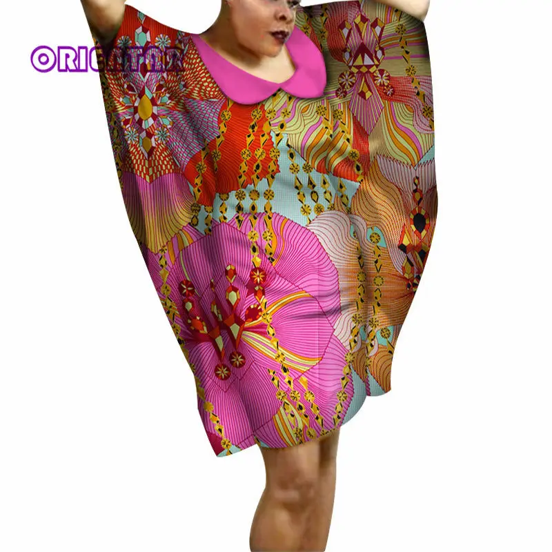Новое Стильное женское платье с рукавом «летучая мышь», Африканский принт, Базен Riche, традиционная африканская Дизайнерская одежда, хлопковые вечерние короткие платья, WY1522