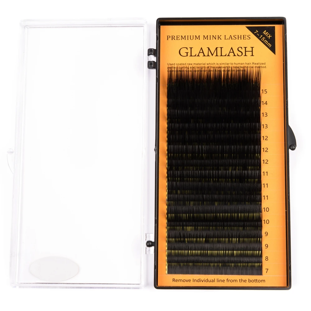 GLAMLASH L Curl 7~ 15 мм микс 16 рядов/чехол для наращивания норковых ресниц, L локон отдельных ресниц, L ресницы, L накладные ресницы
