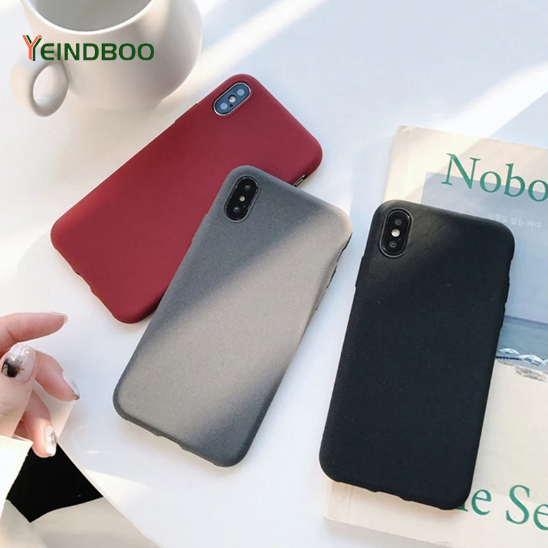 

New Fashion Frosted Silicone Phone Case For iPhone X 6 6S Plus Gray Black Red TPU Soft Back Cover Cases For iPhone 7 8 Plus Xs