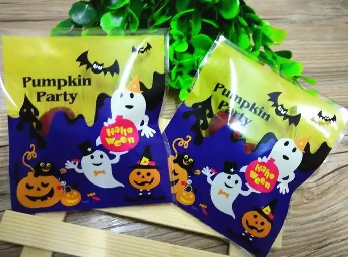 100 шт 10x10+ 3 см Счастливый Хэллоуин милые пластиковые пакеты для печенья Упаковочные пакеты пакет с застежкой еда шоколад мыло упаковка пластик - Цвет: As Picture