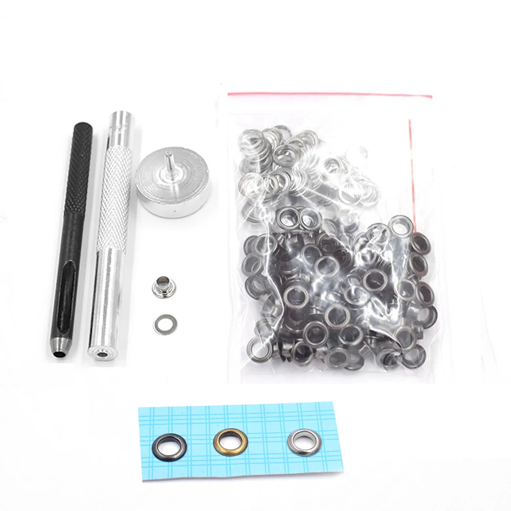 

100 sets of 5mm metal eyelets and installation tools rivet Buttons Metal pores Eyelet tool Sewing patch Clothing & Accessories