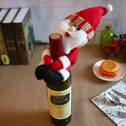 Рождественские украшения с Санта Клаусом и снеговиком проведения бутылки комплекты Средний бутылка украшение дома