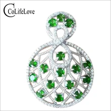 Новая мода 925 серебро русский изумруд кулон Настоящее серебро кулон ожерелье 2 мм круглый натуральный хром Подвеска из диопсида