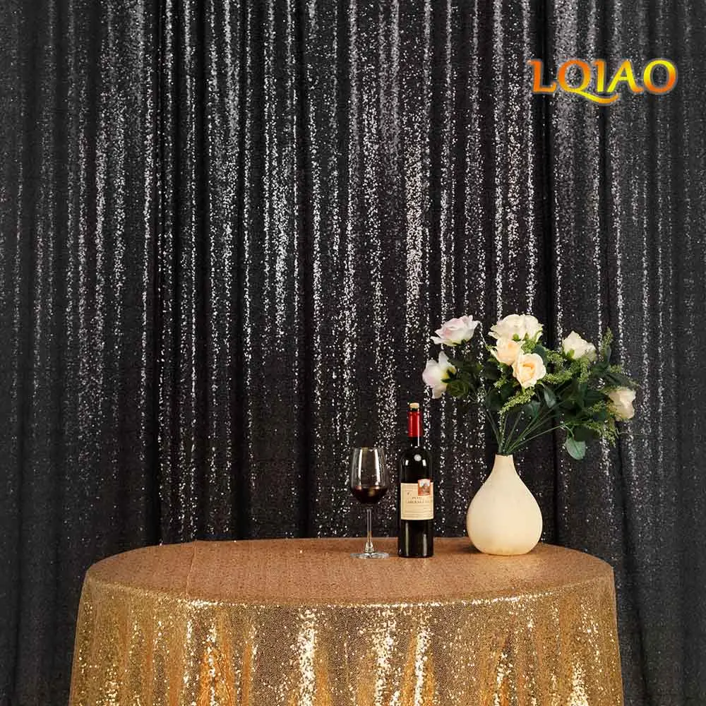 

Sparkly Sequin Backdrop 8ftx8ft-240x240cm Black Shimmer Sequin Fabric Photography Backdrop Sequin Curtain Wedding Decoration