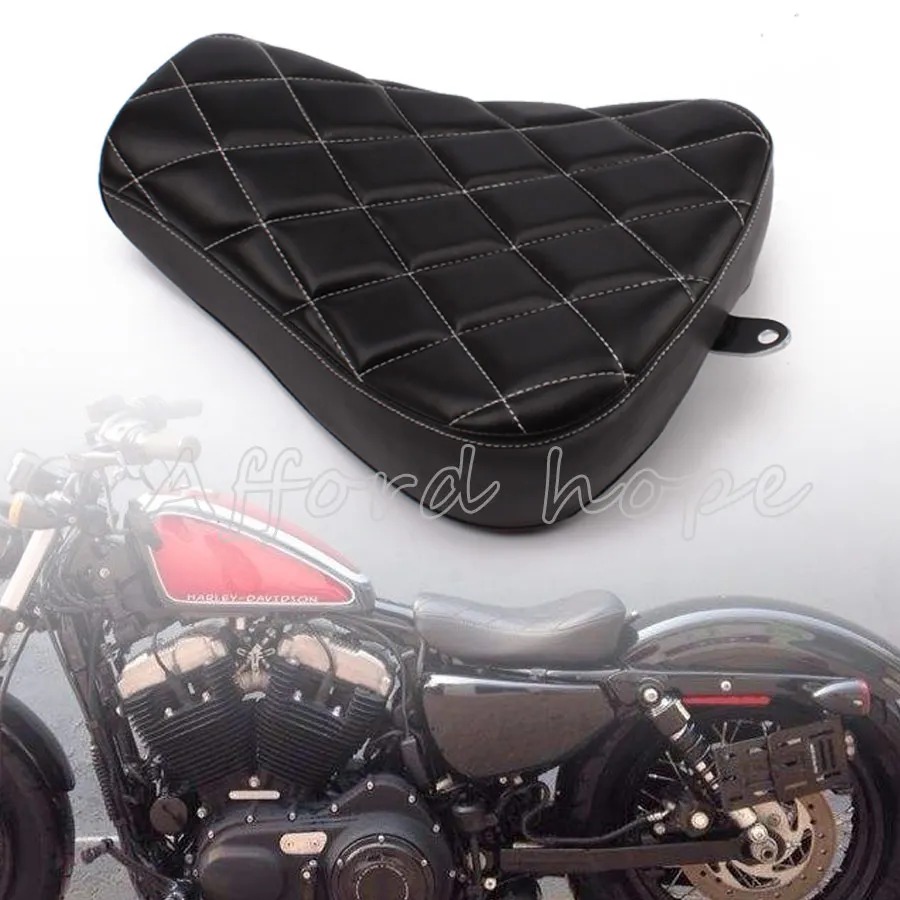 

for Harley Sportster 883 1200 2010-15 Motorcycle Black Front Driver Seat Bench Cushion Grid Shape Seat Sofa Tour Free Shipping