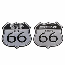 Aluminum Alloy 3D Car Emblem Badge Sticker Decal Metal Route 66 US For Cadillac SRX For Ford c45