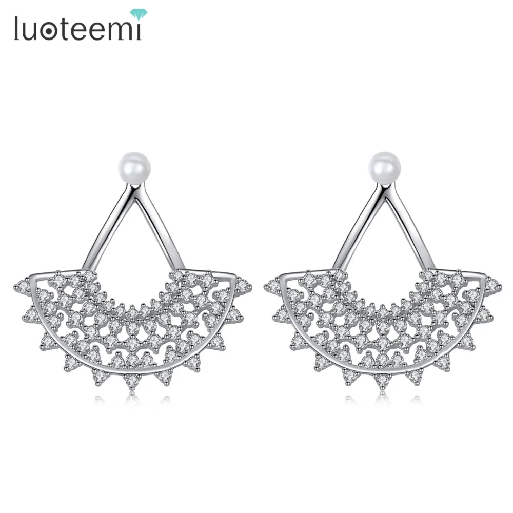 Luoteemi новые элегантные имитация груша с четкими CZ Серьги-гвоздики для Для женщин
