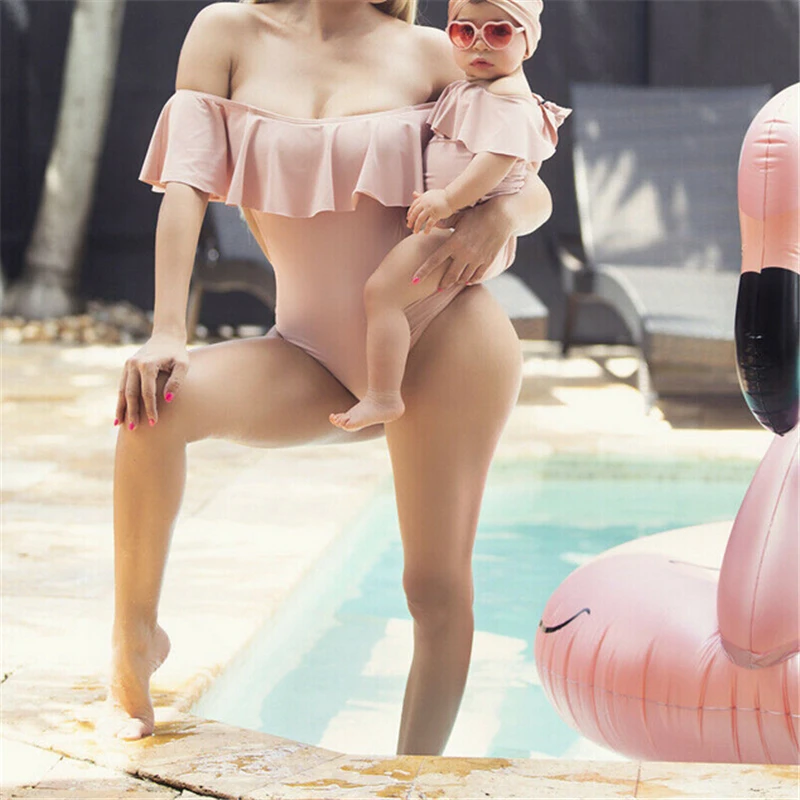 

Fashion Family Matching Clothes Summer Mother Daughter Matching Swimsuits Family Look Mom And Kids Bikini Bathing Suit Beachwear