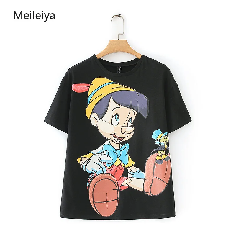 

Spring Female Cartoon Printed Short-sleeved T-shirt