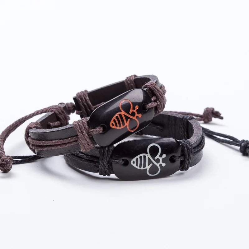 

Mdiger Bracelet Men Women Lovely Bee Leather Bracelet AliExpress Best Selling Handmade Bracelets for Men 7 Colors Drop Shipping