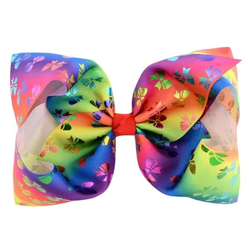 

UNTAMED 6pcs/lot 8 Inch Print Heart Star Grosgrain Ribbon Hair Bows with Clip Kids Hairpins Headwear Handmade Hair Accessories