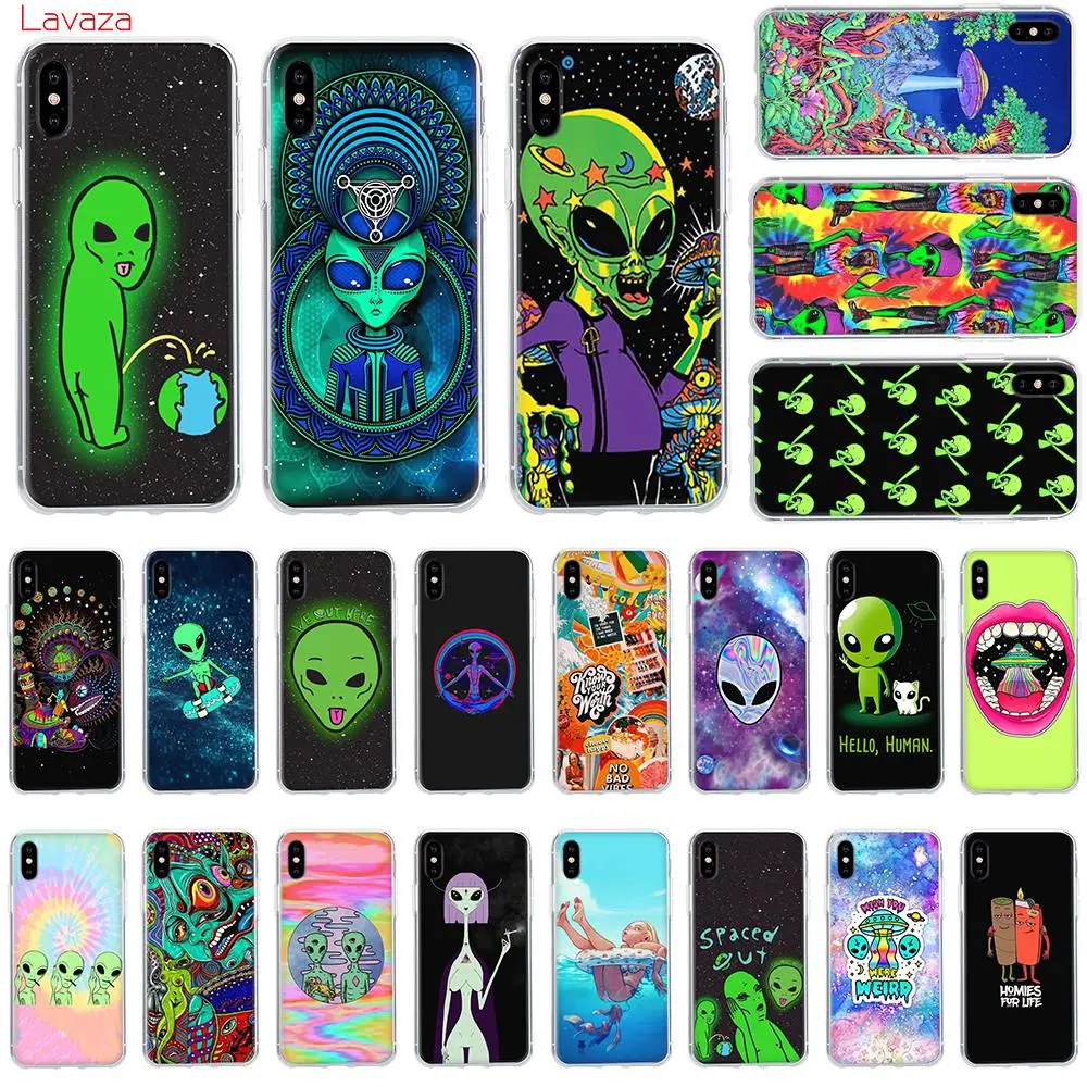 

Lavaza Trippy Tie Dye Peace Alien Hard Phone Case for Apple iPhone 6 6s 7 8 Plus X 5 5S SE for iPhone XS Max XR Cover