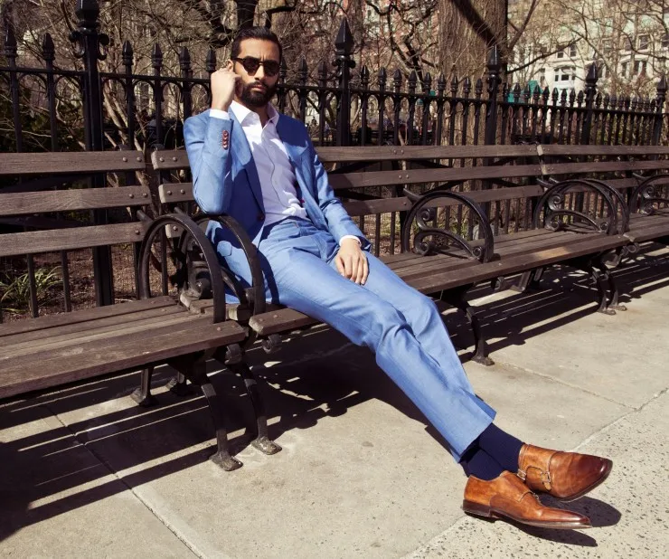 

New Arriving Summer Style 100% wool classic light blue 2pcs 2 button with notch lapel mens light blue suits