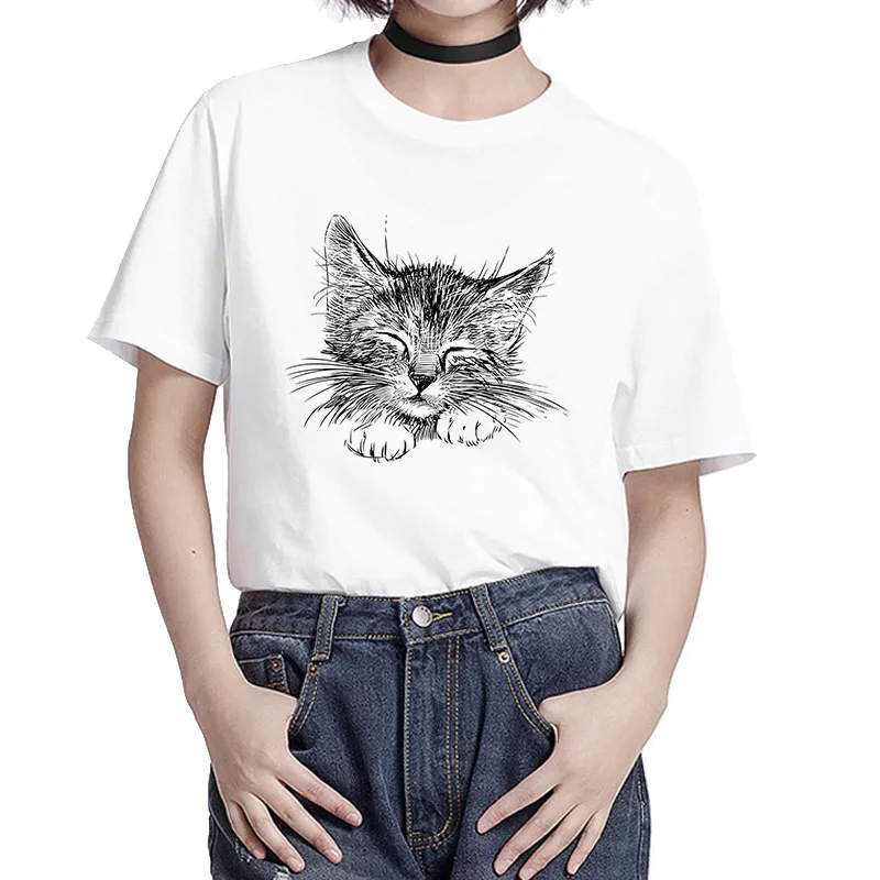 

BGtomato little cat sleeve t shirt harajuku Casual lovely tshirt plus szie Modal brand tops o-neck cute t-shirt