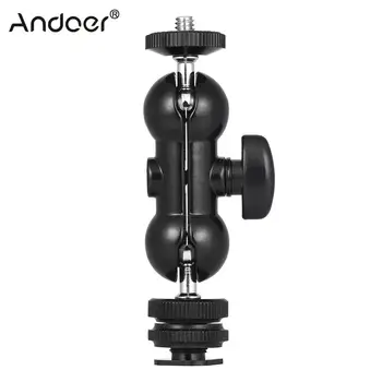 

Andoer Multi-Function Double Ballhead Bracket Magic Arm Ballhead with Cold Shoe Mount 1/4" Screw for Monitor LED Video Light