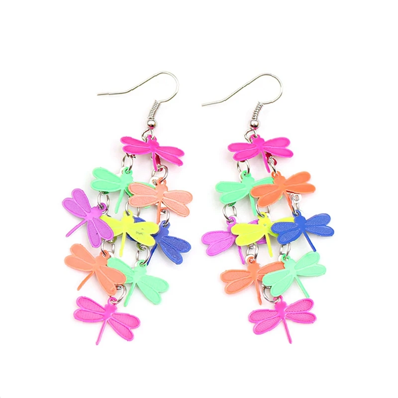 

10 Styles New Fashion Violet Blue Color Bohemian Jewelry Drop Flower Earrings For Women Dragonfly Jewelry Gifts