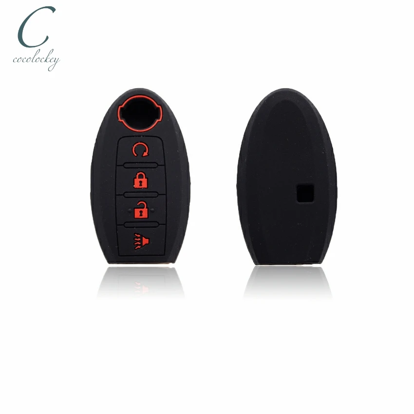 

Cocolockey 4 Button Silicone Key Fob Case Cover Fit for nissan altima rogue sentra Remote Car Key Shell Car Styling
