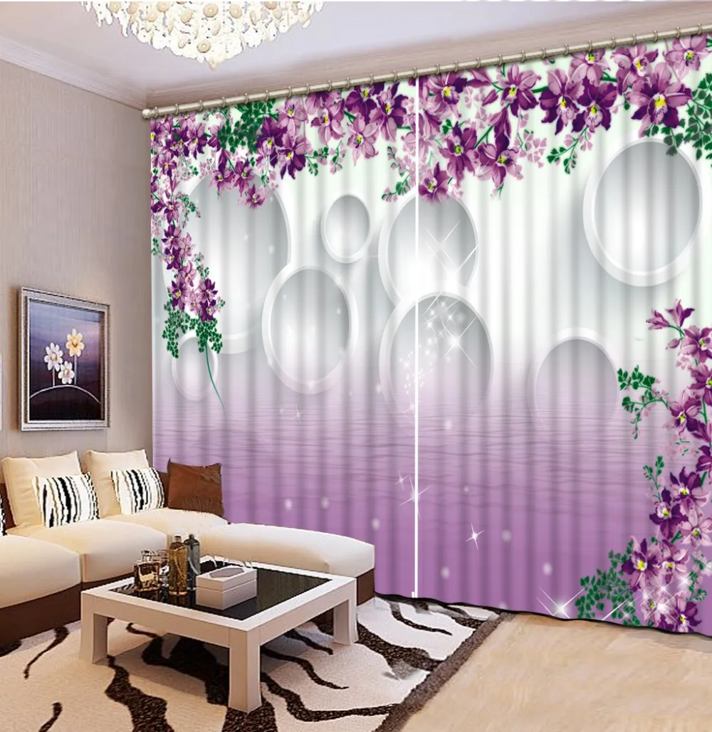 Photo 3D Curtains for Living Room Window purple curtains | Дом и сад