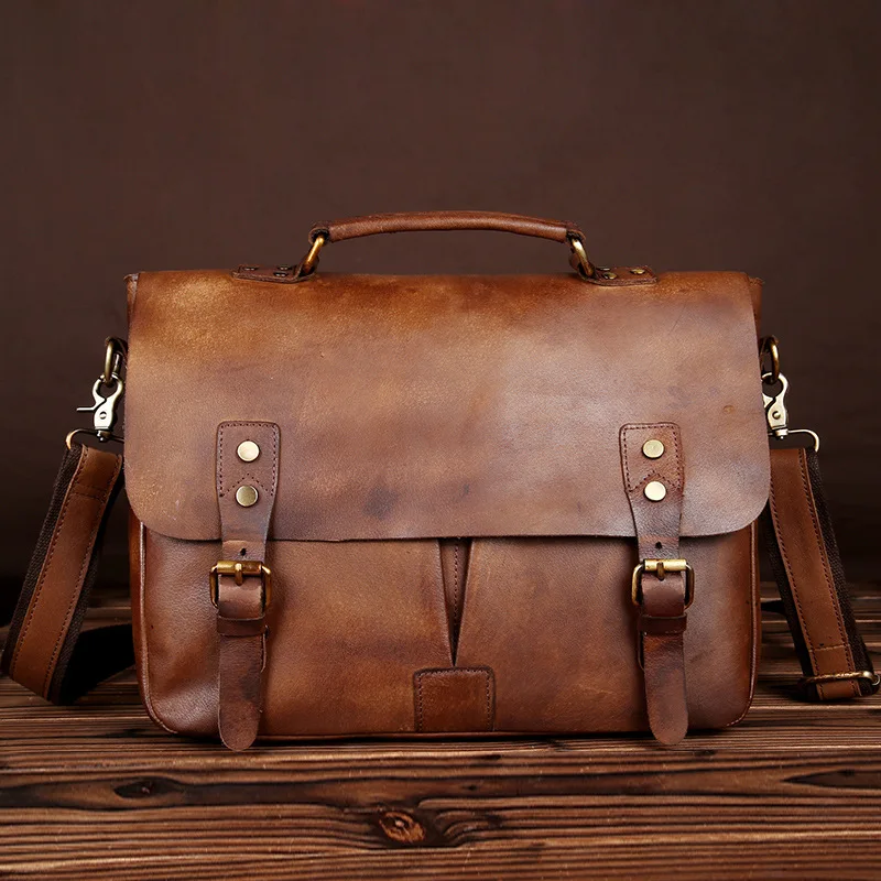 Новинка, кожаный портфель, повседневный карман с клапаном и застежкой, мягкая ручка, 12 дюймов, мужская деловая сумка, сумки и сумки через плечо