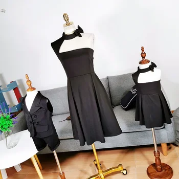 

Mother Daughter Dresses Elegant Party Wedding Clothes for Family Matching Mommy and Me Dresses Mom Son Outfits Boys Suits