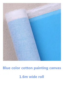 

1.61m wide blue color blank stretchable cotton canvas roll for artists
