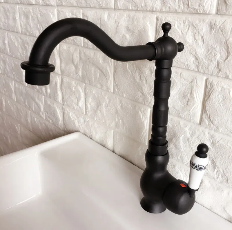 Swivel Spout Water Tap Oil Rubbed Black Bronze Single Handle Kitchen Sink & Bathroom Faucet Basin Mixer Tap anf358