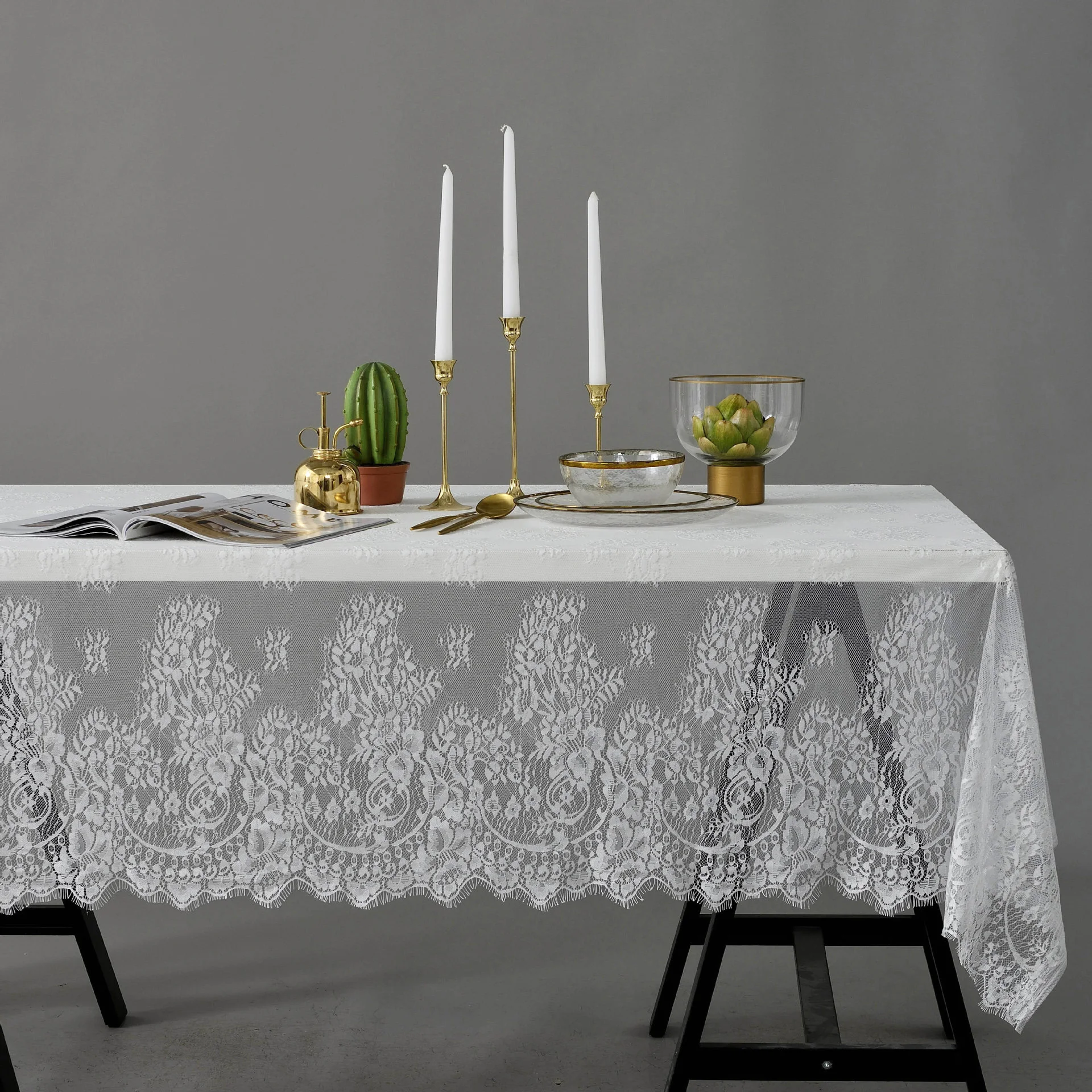 

Elegant Lace Table Cloth White Black Romantic Wedding Tablecloth Decor Cafe Table Decoration Cover S M L XL
