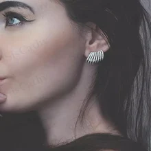 Sisathy элегантный полное покрытие серьги кубического циркония когти серьги Роскошные Дубай серебряные серьги гвоздики для женщин Свадебные украшения