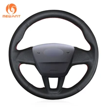 Черный кожаный чехол рулевого колеса автомобиля MEWANT для Ford Focus 3- подходит без многофункциональной кнопки рулевого колеса