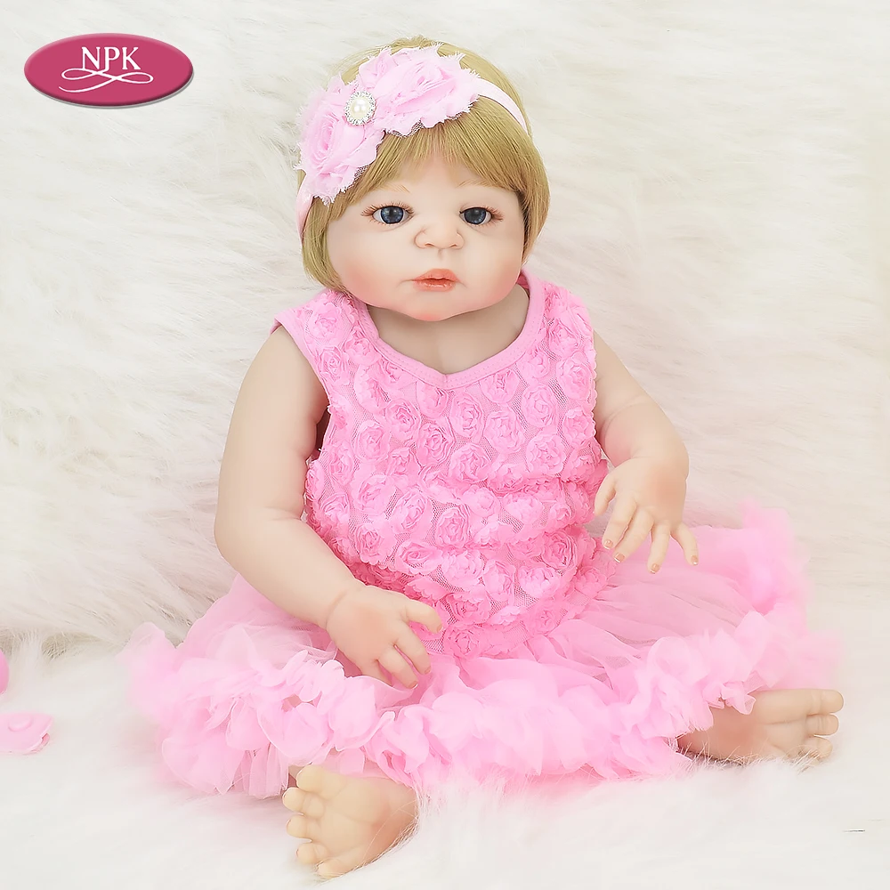 

NPK 57CM Real Full Body SIlicone Baby Girls Reborn Doll Lifelike Newborn Babies Princess Fashion Doll Bathe Toys Bebe Reborn