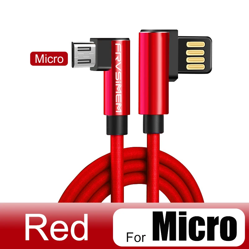 90 градусов usb type C кабель для быстрой зарядки Micro USB C кабель для зарядки и синхронизации данных провод для samsung Xiaomi sony huawei 1 м 2 м 3 м 25 см - Цвет: Red