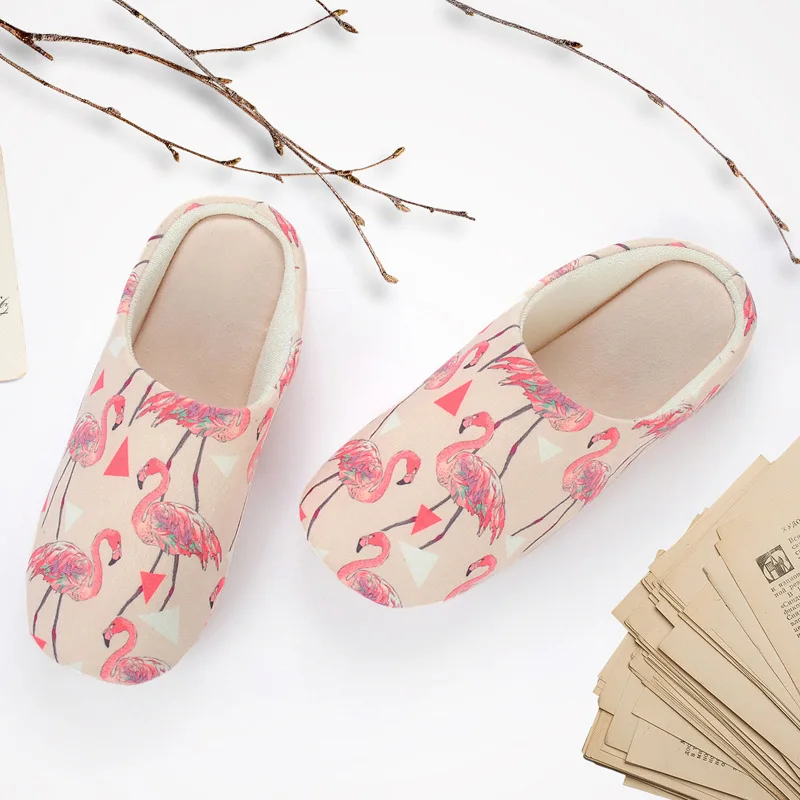 Flamingo Slippers Women winter  Ladies 2018 Casual Flats Sweet Flip Flops Sandals Lovely Women Shoes