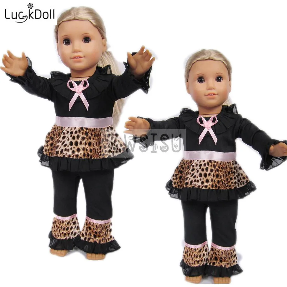 

LUCKDOLL Leopard Stitching Clothes Fit 18 Inch American 43cm Baby Doll Clothes Accessories,Girls Toys,Generation,Birthday Gift