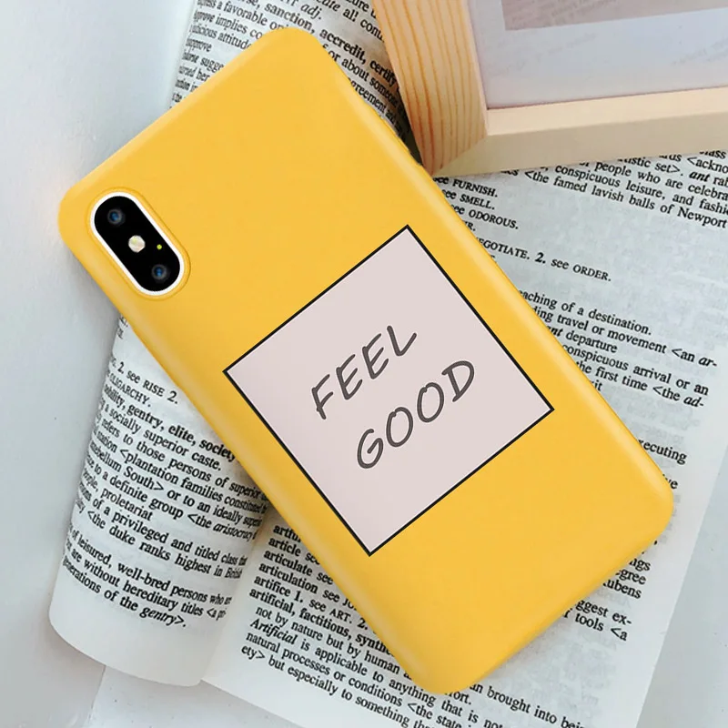 Чехлы Remazy с надписью FEEL GOOD для iPhone 8 7 Plus XS MAX XR тонкий мягкий чехол ярких цветов iphone