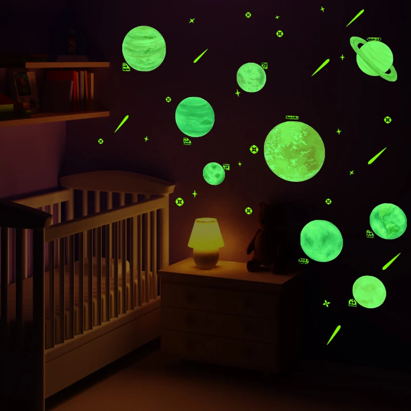 

Creative Luminous Glow Solar system planet Wall Stickers DIY Fluorescent Home Background Decor
