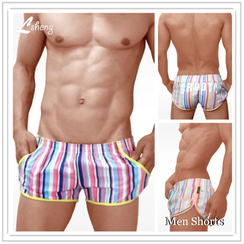 

1Pcs NEW Fashion Men's Sweatpants Men Sexy Striped Household Shorts Mens Fitness Motion Shorts Male Casual shorts Free Shipping