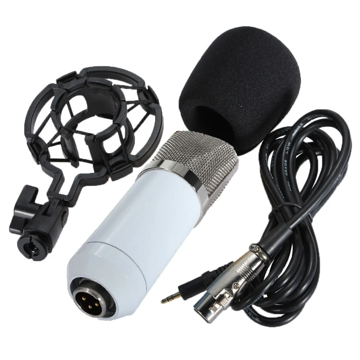 LEORY Профессиональный BM700 конденсаторный микрофон караоке KTV пение студия запись комплект микрофонов с держателем амортизатор - Цвет: Белый