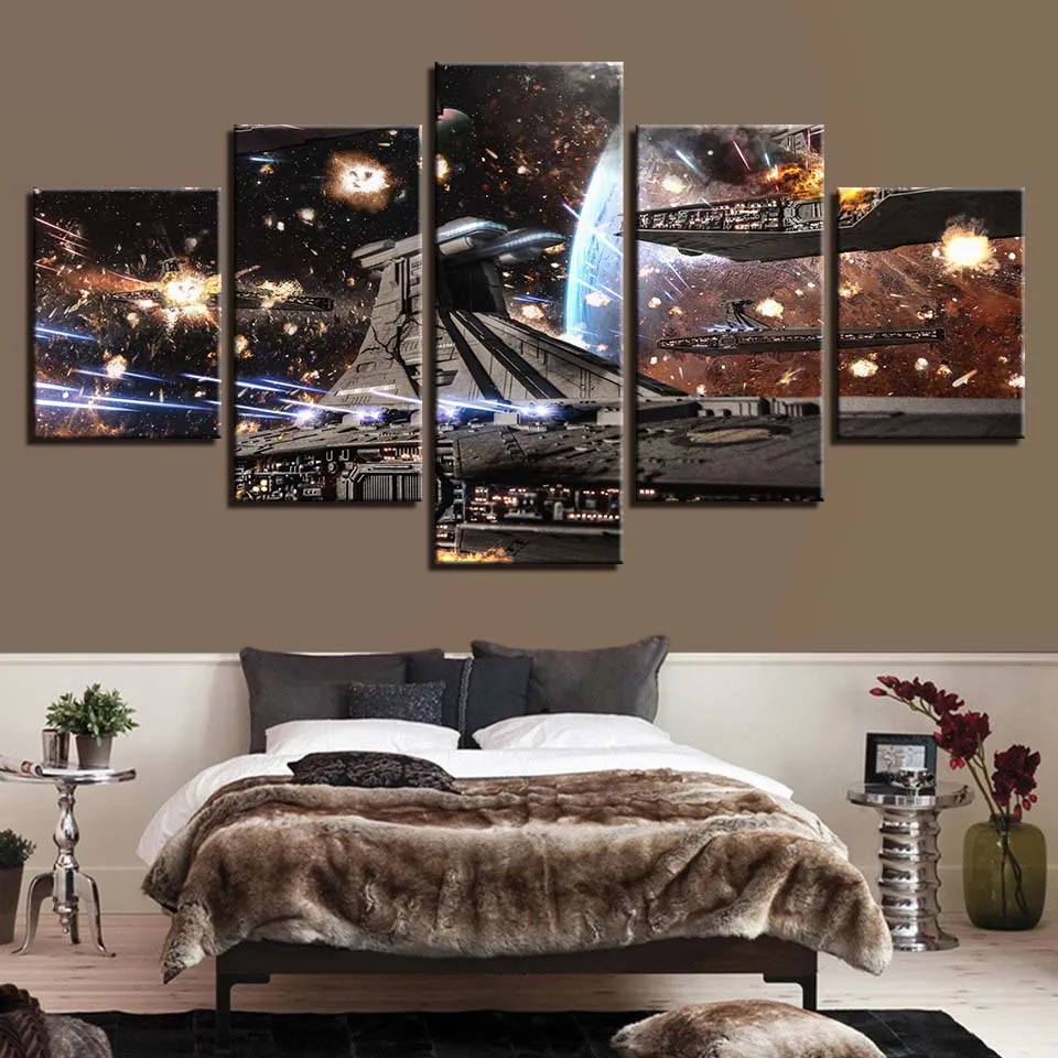 

Canvas Painting Prints Home Decor 5 Pieces Star Wars Poster Wall Art For Kids Bedside Background Modular Movie Pictures Artwork