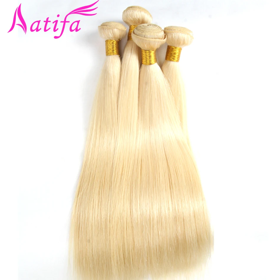 #613 Bundles Brazilian Straight Hair Weave Blonde Human Hair 4 Bundle Deals Aatifa Remy Hair Extension 10-28 Inch Bundles