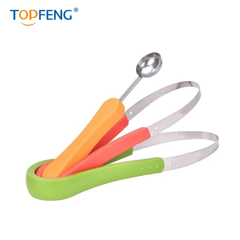 3 Pcs Set Stainless Steel Ice Cream Fruit Melon Ball Scoop Slicer Dig Pulp Separator7