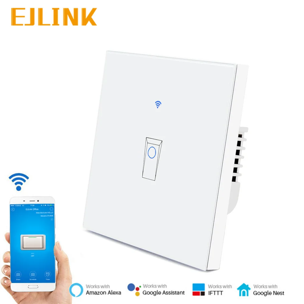 

EJLINK EU UK Smart Wifi Switch Wall Touch Light Switch Touch/WiFi/APP Remote Control Smart Home Controller Work with Alexa