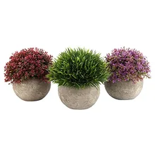 Искусственные цветы набор из 3 искусственных мульти травы Бонсай художественное растение с серым горшком цветочный искусственный домашний декор бонсай