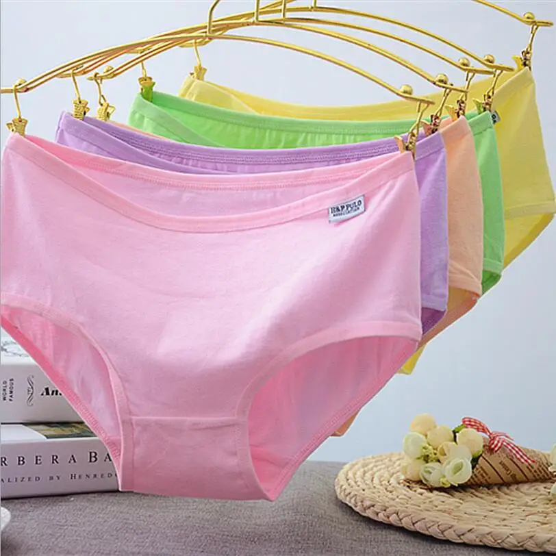

Women Cotton Panties Girls Underwear Solid Briefs Big Size L to XXL 3pcs/lot