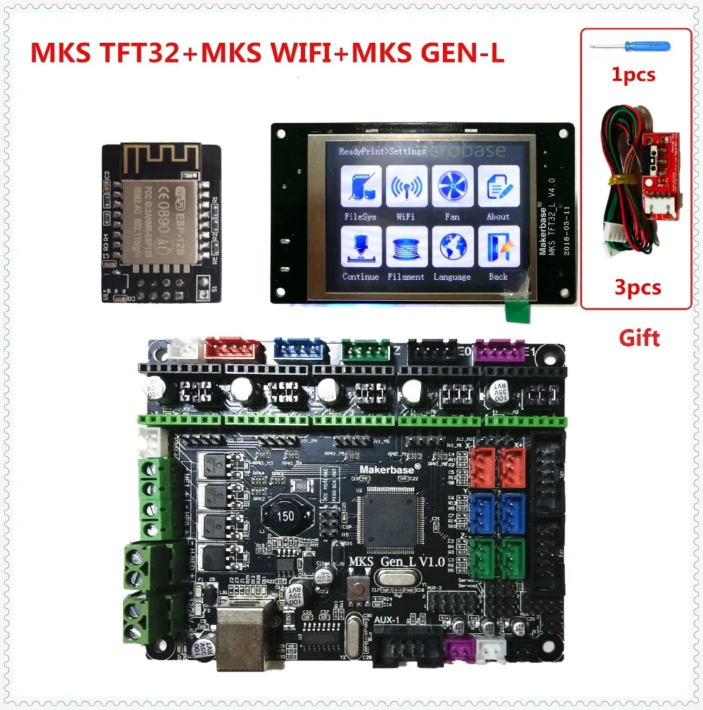 

MKS GEN L +MKS TFT32 V4.0 LCD touching display + MKS WIFI module cheap 3D electronic card kit openbuilds for 3d printer starter