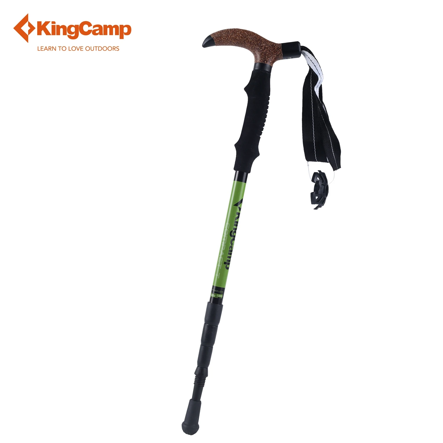 KingCamp 1pcs 4 section Cork T handle Anti Shock Walking Stick Aluminum
