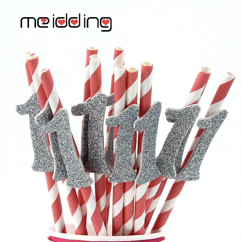 

First Birthday Number "1" Paper Straw Girl /Boy Happy Birthday Party Decorations Baby Shower One Year Party Table Supplies Straw