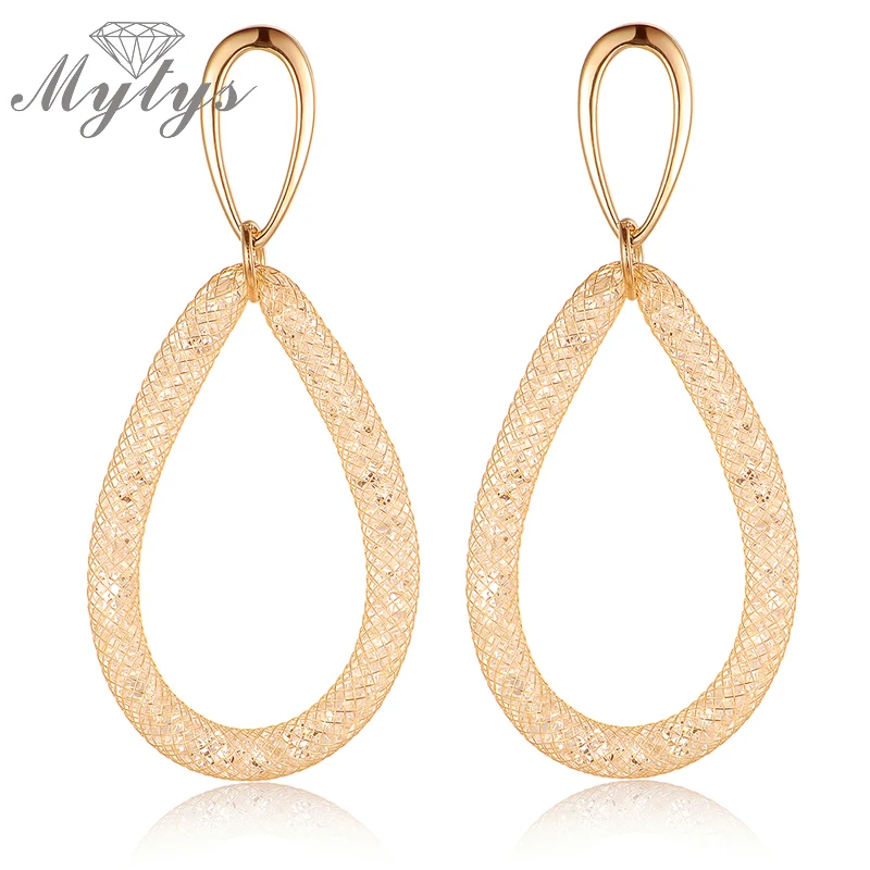 

Mytys Oval Roud Drangle Mesh Earrings For Women Fashion Wire Mesh Net Crystal Earrings CE163