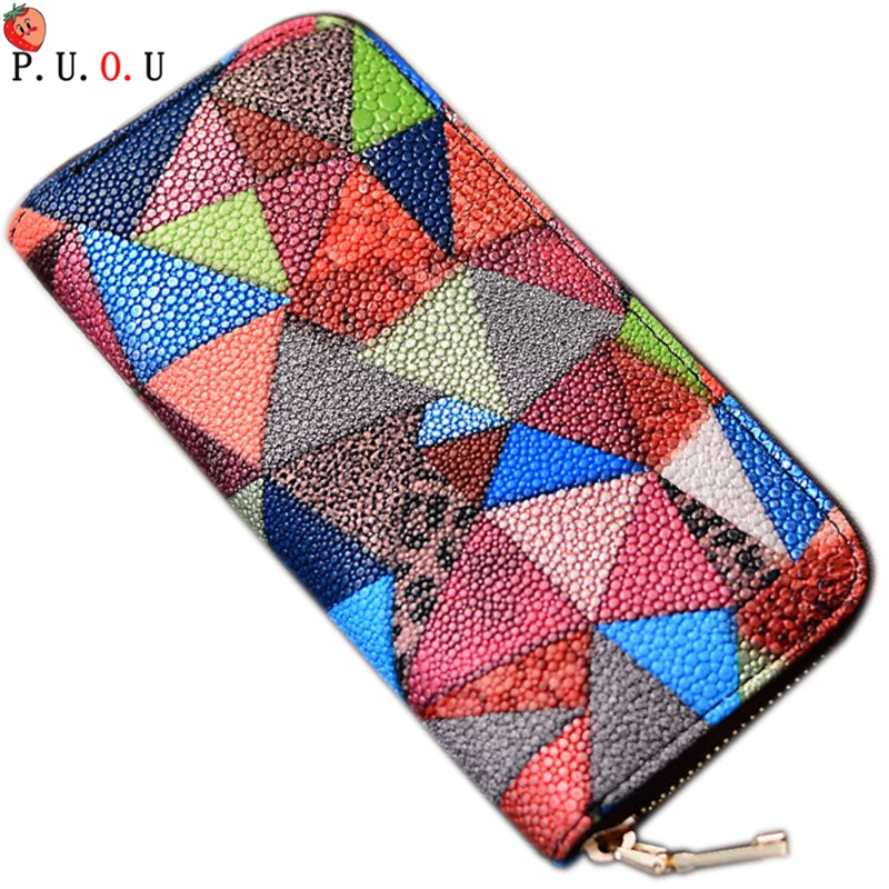 

PUOU Brand Womens Wallets Purses Plaid PU Leather Long Wallet Hasp Phone Bag Money Coin Pocket Card Holder Female Wallet Purse